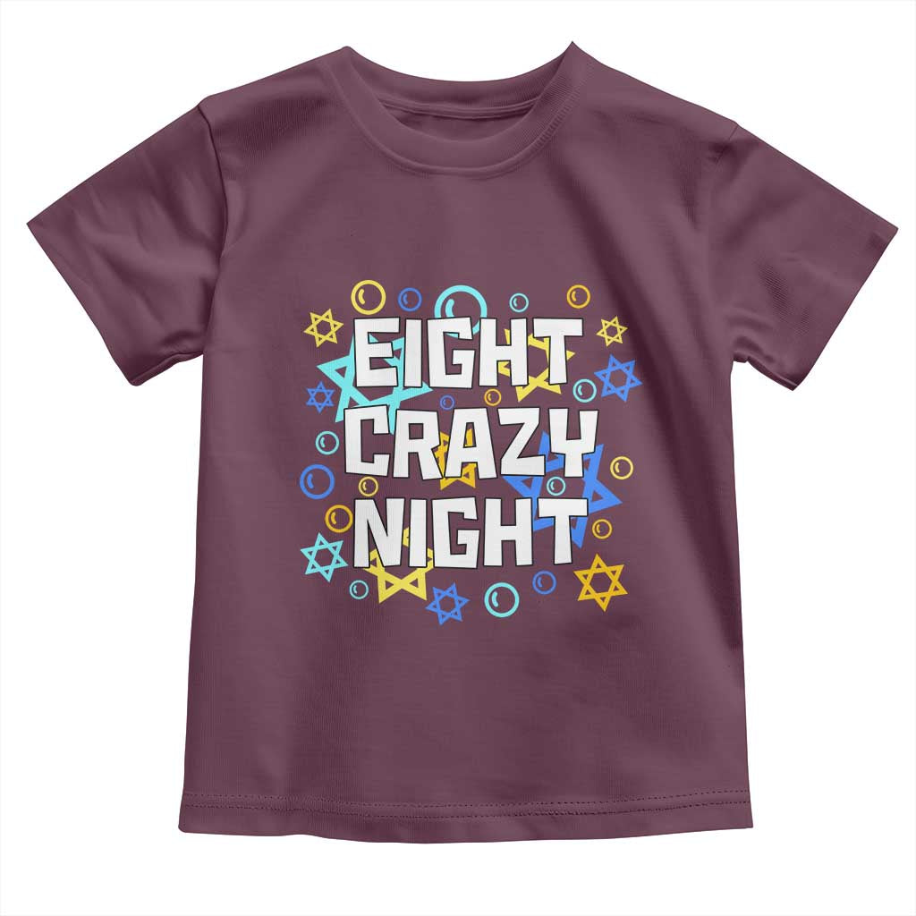 Funny Hanukkah Eight Crazy Night Toddler T Shirt Jewish Hebrew Chanukah David Stars - Wonder Print Shop