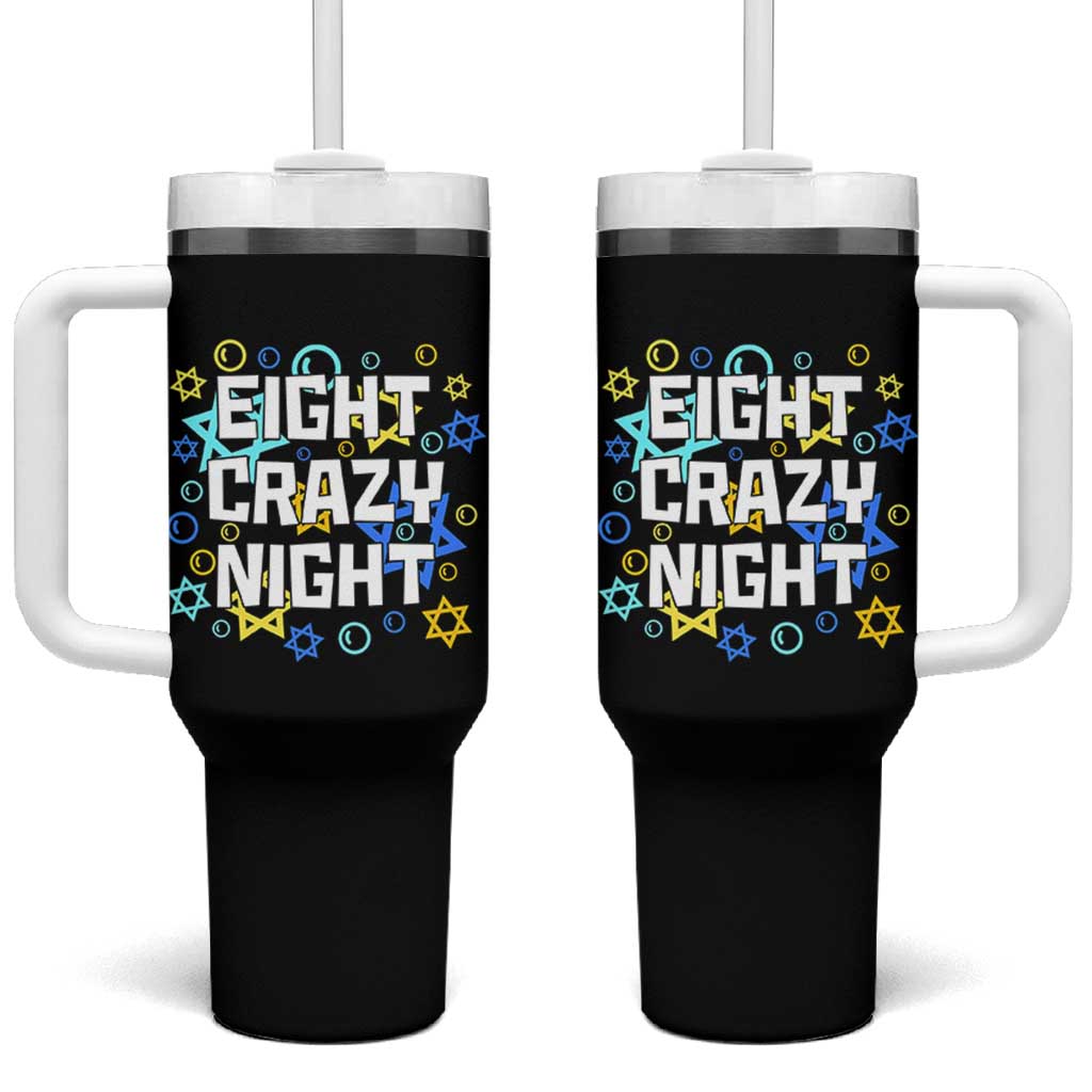 Funny Hanukkah Eight Crazy Night Tumbler With Handle Jewish Hebrew Chanukah David Stars - Wonder Print Shop