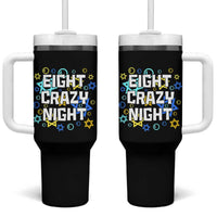 Funny Hanukkah Eight Crazy Night Tumbler With Handle Jewish Hebrew Chanukah David Stars - Wonder Print Shop