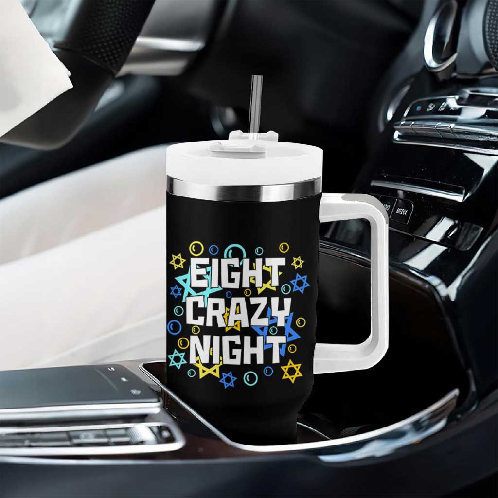 Funny Hanukkah Eight Crazy Night Tumbler With Handle Jewish Hebrew Chanukah David Stars - Wonder Print Shop