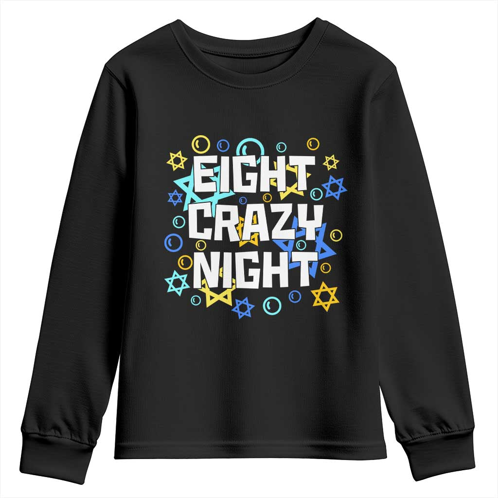 Funny Hanukkah Eight Crazy Night Youth Sweatshirt Jewish Hebrew Chanukah David Stars - Wonder Print Shop