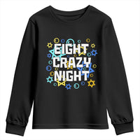 Funny Hanukkah Eight Crazy Night Youth Sweatshirt Jewish Hebrew Chanukah David Stars - Wonder Print Shop