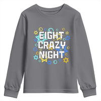 Funny Hanukkah Eight Crazy Night Youth Sweatshirt Jewish Hebrew Chanukah David Stars - Wonder Print Shop