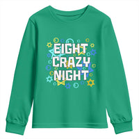 Funny Hanukkah Eight Crazy Night Youth Sweatshirt Jewish Hebrew Chanukah David Stars - Wonder Print Shop