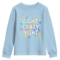 Funny Hanukkah Eight Crazy Night Youth Sweatshirt Jewish Hebrew Chanukah David Stars - Wonder Print Shop