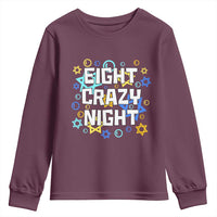 Funny Hanukkah Eight Crazy Night Youth Sweatshirt Jewish Hebrew Chanukah David Stars - Wonder Print Shop