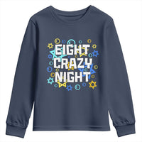 Funny Hanukkah Eight Crazy Night Youth Sweatshirt Jewish Hebrew Chanukah David Stars - Wonder Print Shop