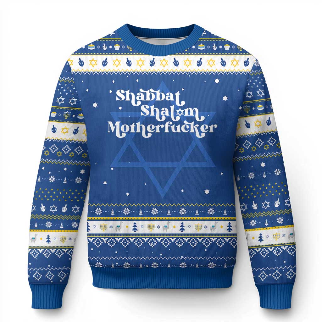 Funny Shabbat Shalom Motherfucker Hanukkah Ugly Sweater Jewish Kosher - Wonder Print Shop