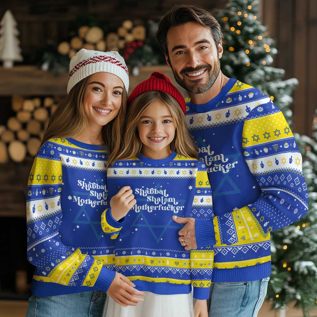 Funny Shabbat Shalom Motherfucker Hanukkah Ugly Sweater Jewish Kosher - Wonder Print Shop