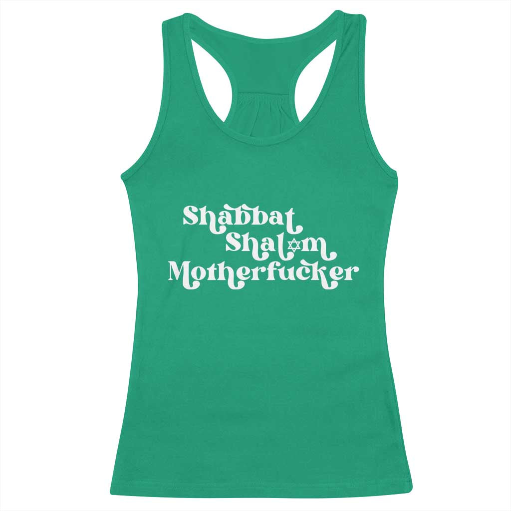 Funny Shabbat Shalom Motherfucker Racerback Tank Top Jewish Kosher - Wonder Print Shop