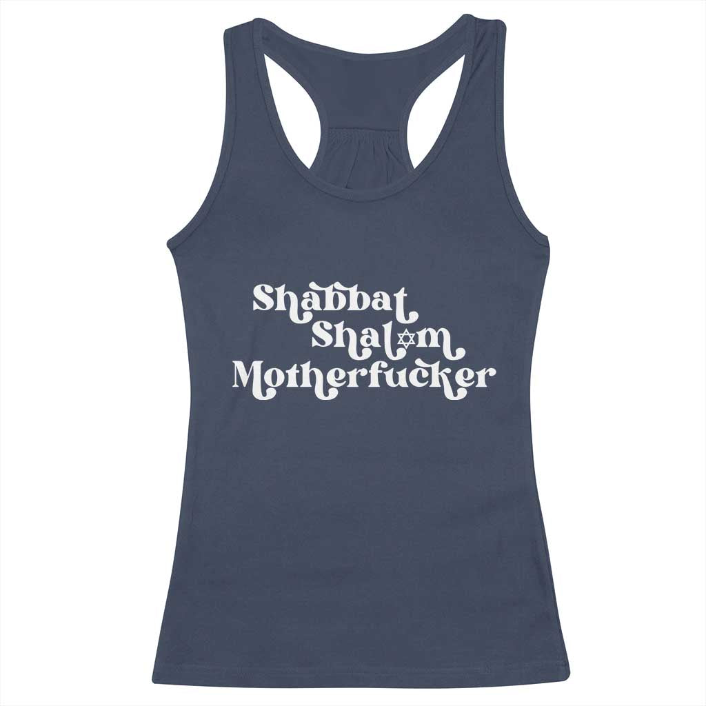 Funny Shabbat Shalom Motherfucker Racerback Tank Top Jewish Kosher - Wonder Print Shop
