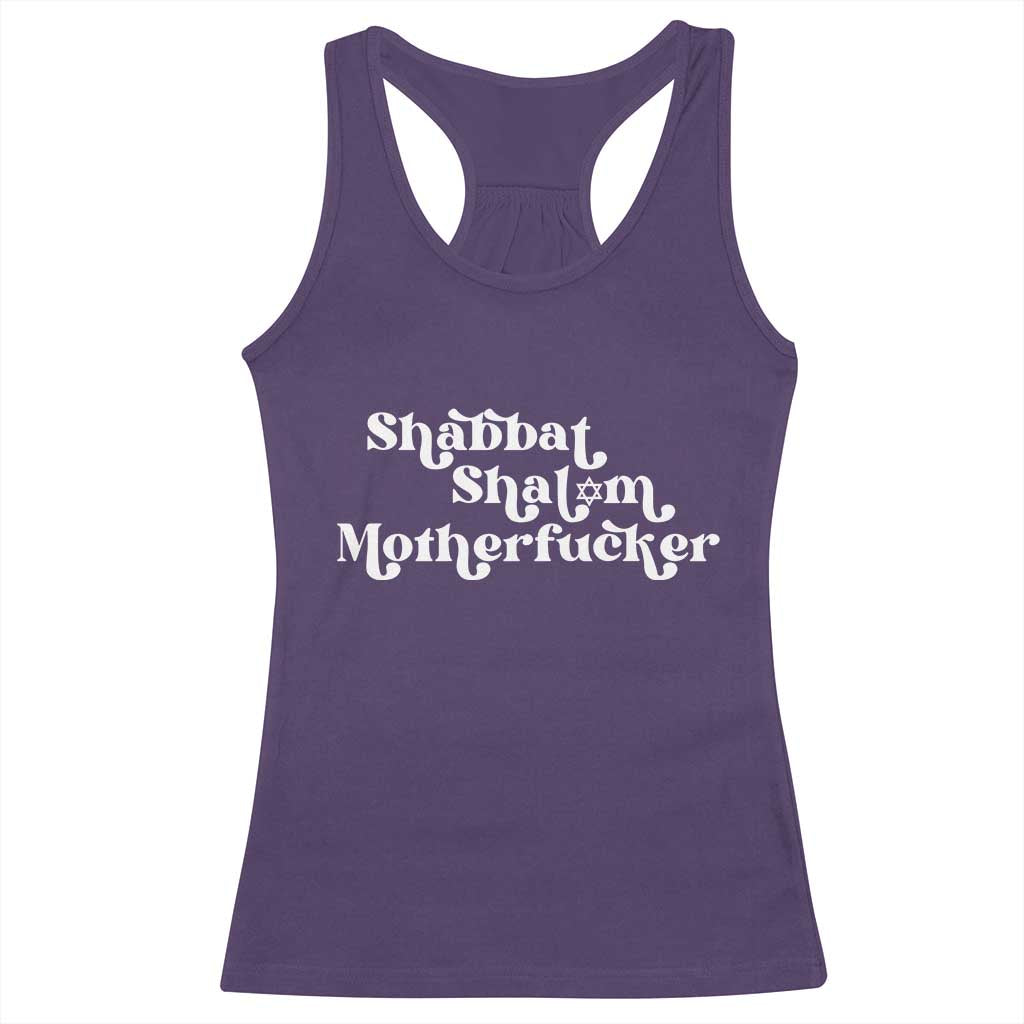 Funny Shabbat Shalom Motherfucker Racerback Tank Top Jewish Kosher - Wonder Print Shop