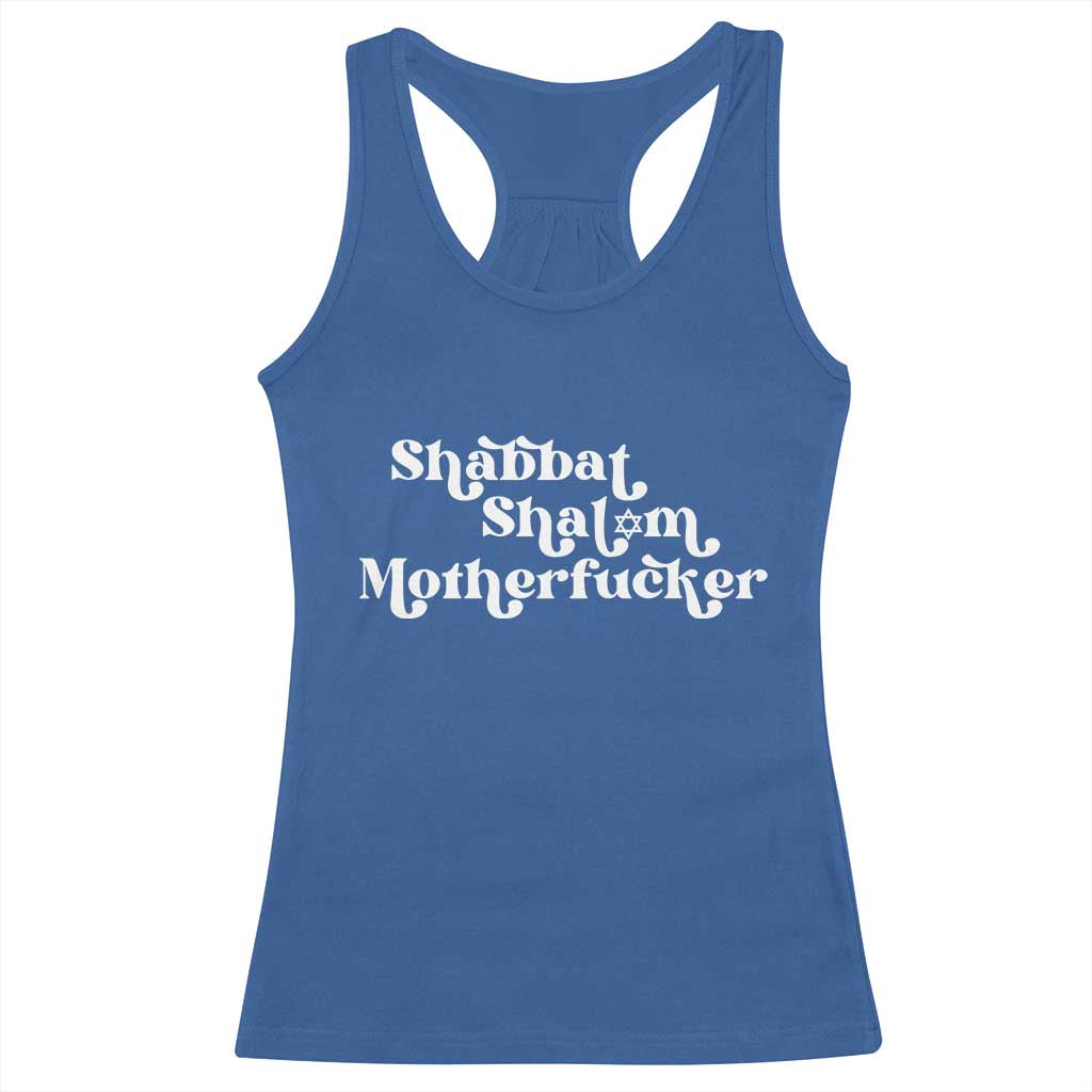 Funny Shabbat Shalom Motherfucker Racerback Tank Top Jewish Kosher - Wonder Print Shop