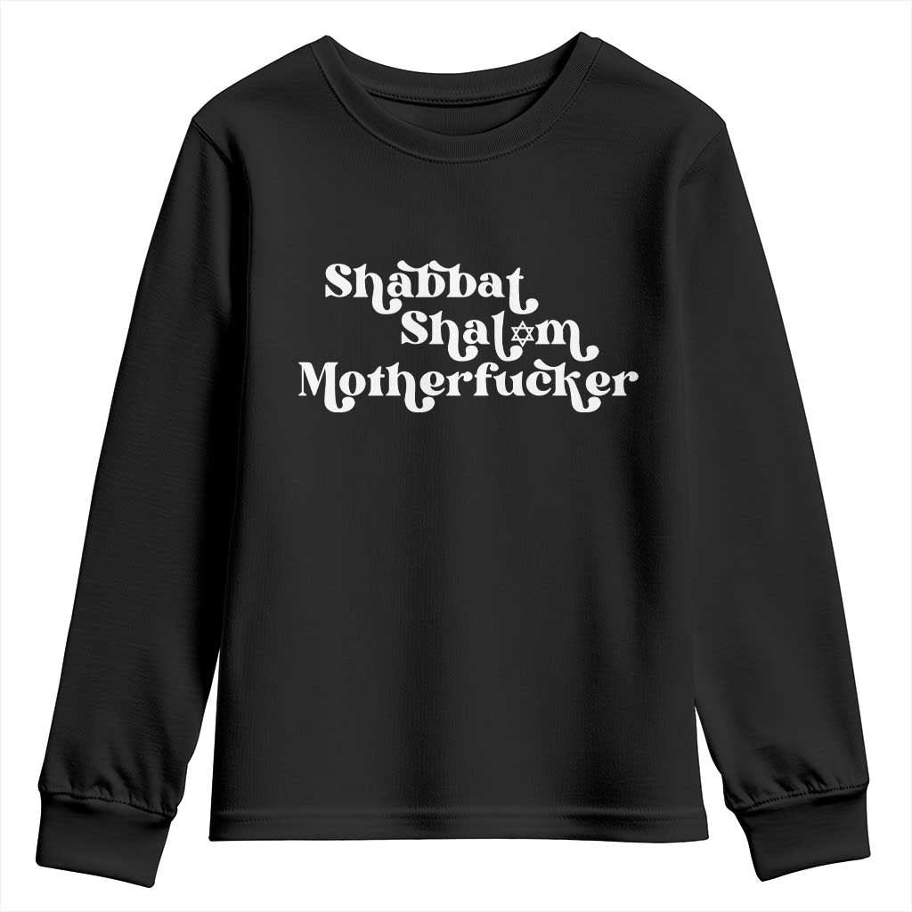 Funny Shabbat Shalom Motherfucker Youth Sweatshirt Jewish Kosher - Wonder Print Shop