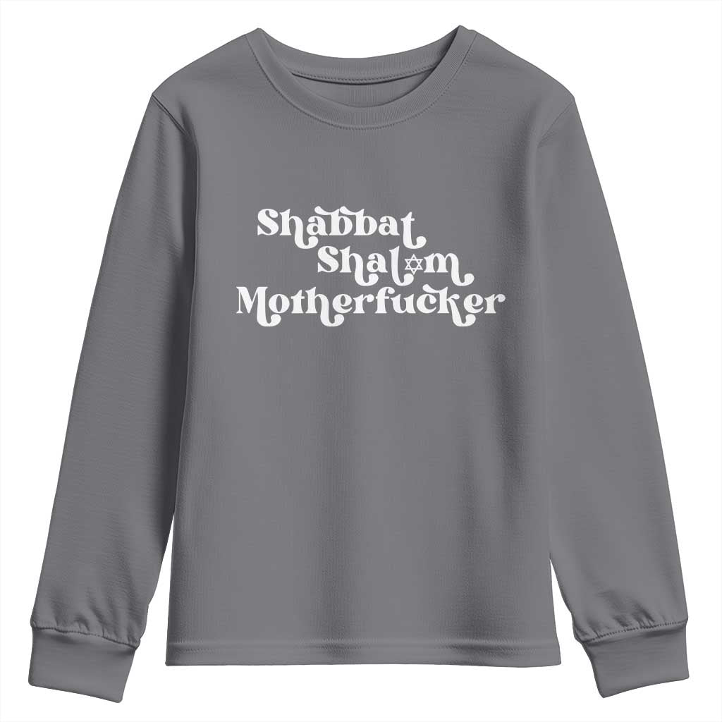 Funny Shabbat Shalom Motherfucker Youth Sweatshirt Jewish Kosher - Wonder Print Shop