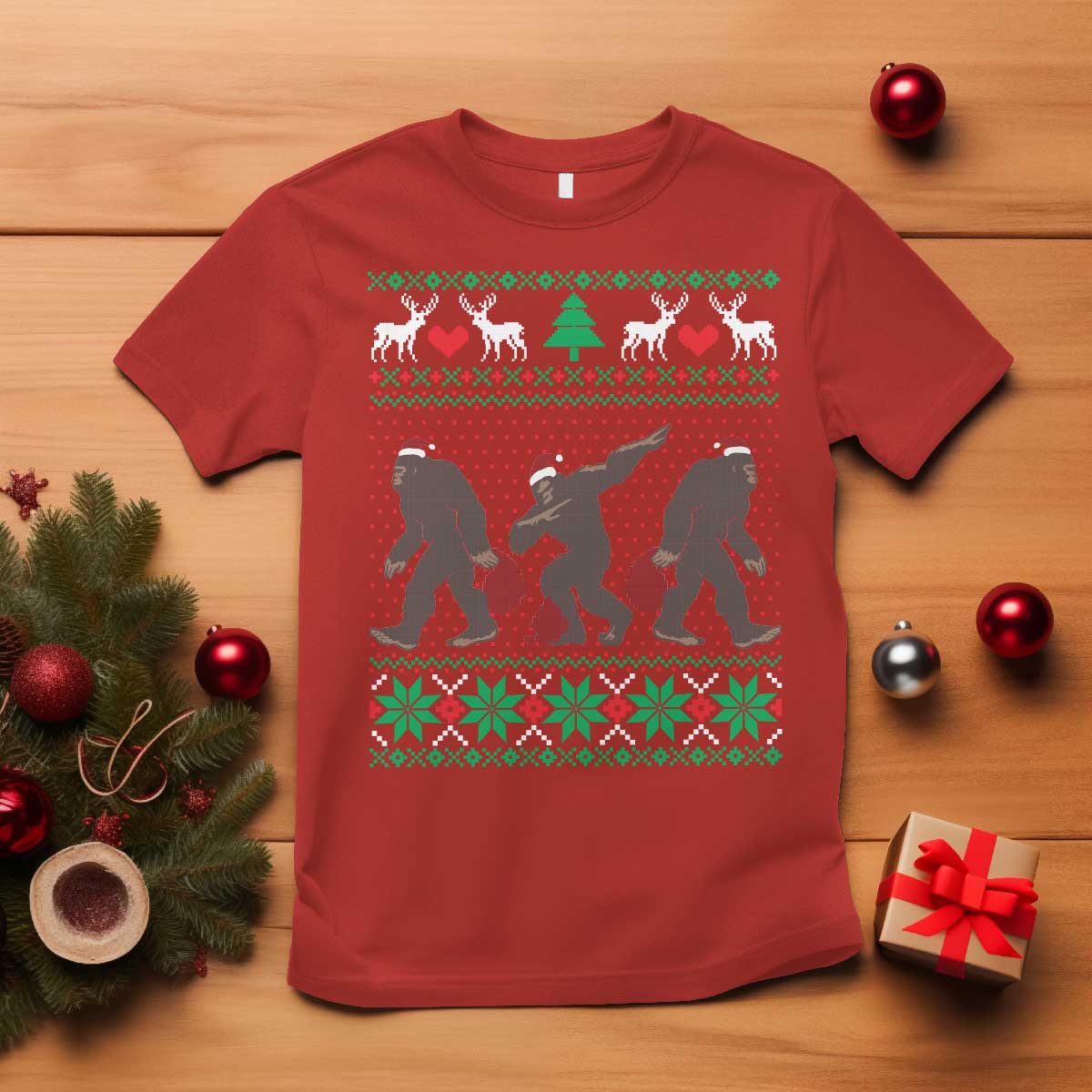 Funny Santa Bigfoot Squad Christmas T Shirt - Wonder Print Shop