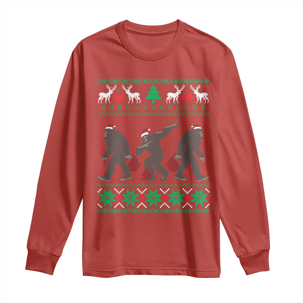 Funny Santa Bigfoot Squad Christmas Long Sleeve Shirt