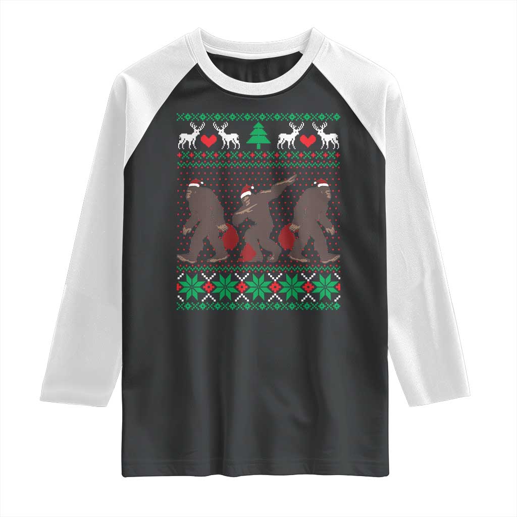Funny Santa Bigfoot Squad Christmas Raglan Shirt - Wonder Print Shop