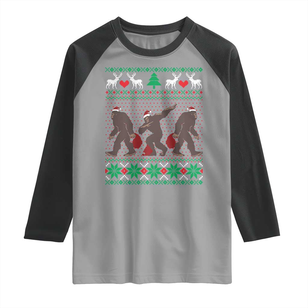 Funny Santa Bigfoot Squad Christmas Raglan Shirt - Wonder Print Shop