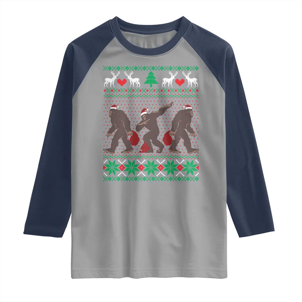 Funny Santa Bigfoot Squad Christmas Raglan Shirt - Wonder Print Shop