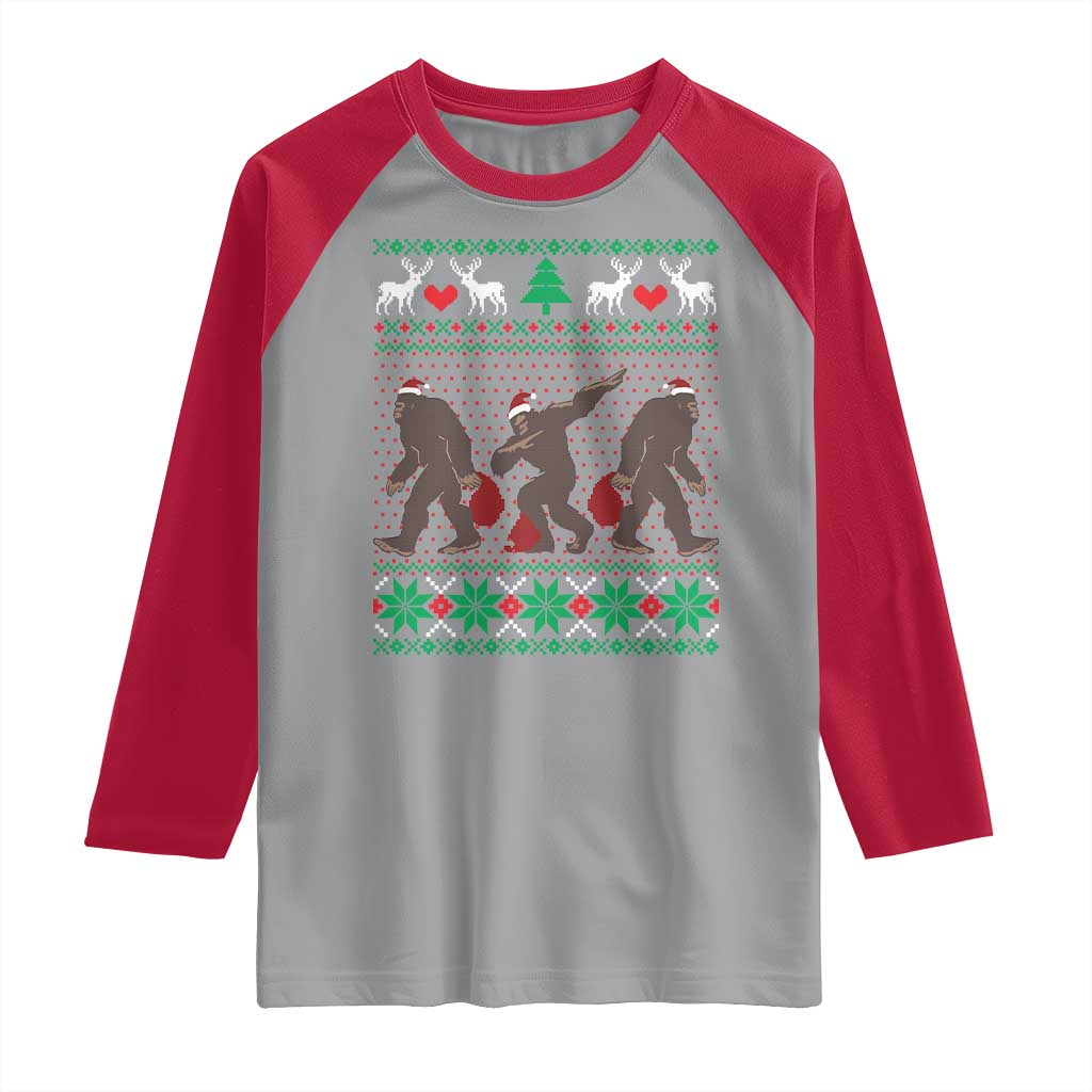 Funny Santa Bigfoot Squad Christmas Raglan Shirt - Wonder Print Shop