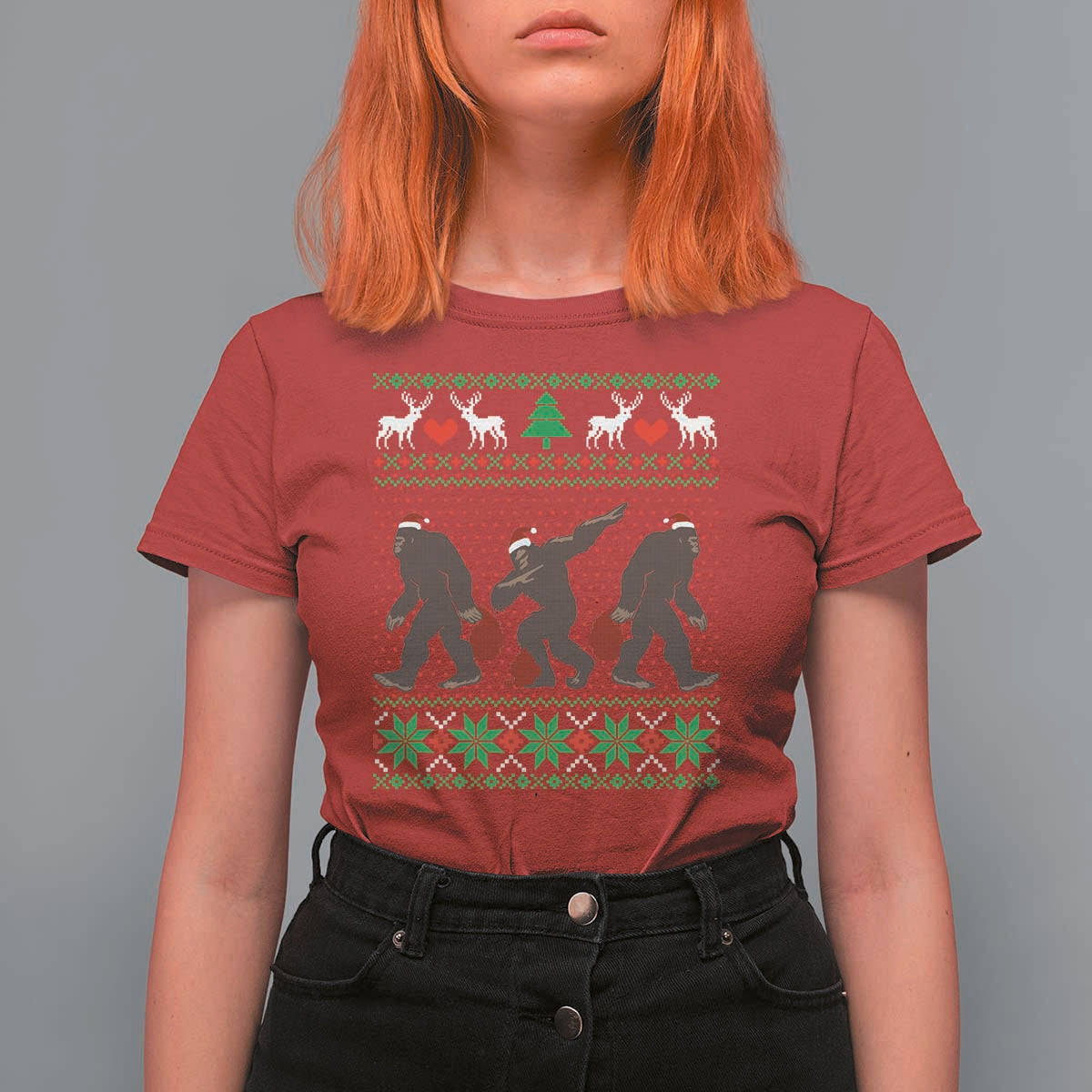 Funny Santa Bigfoot Squad Christmas T Shirt For Women - Wonder Print Shop