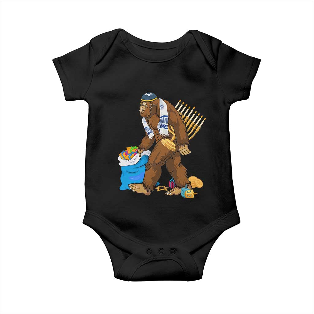 Funny Hanukkah Bigfoot Menorah David Stars Baby Onesie