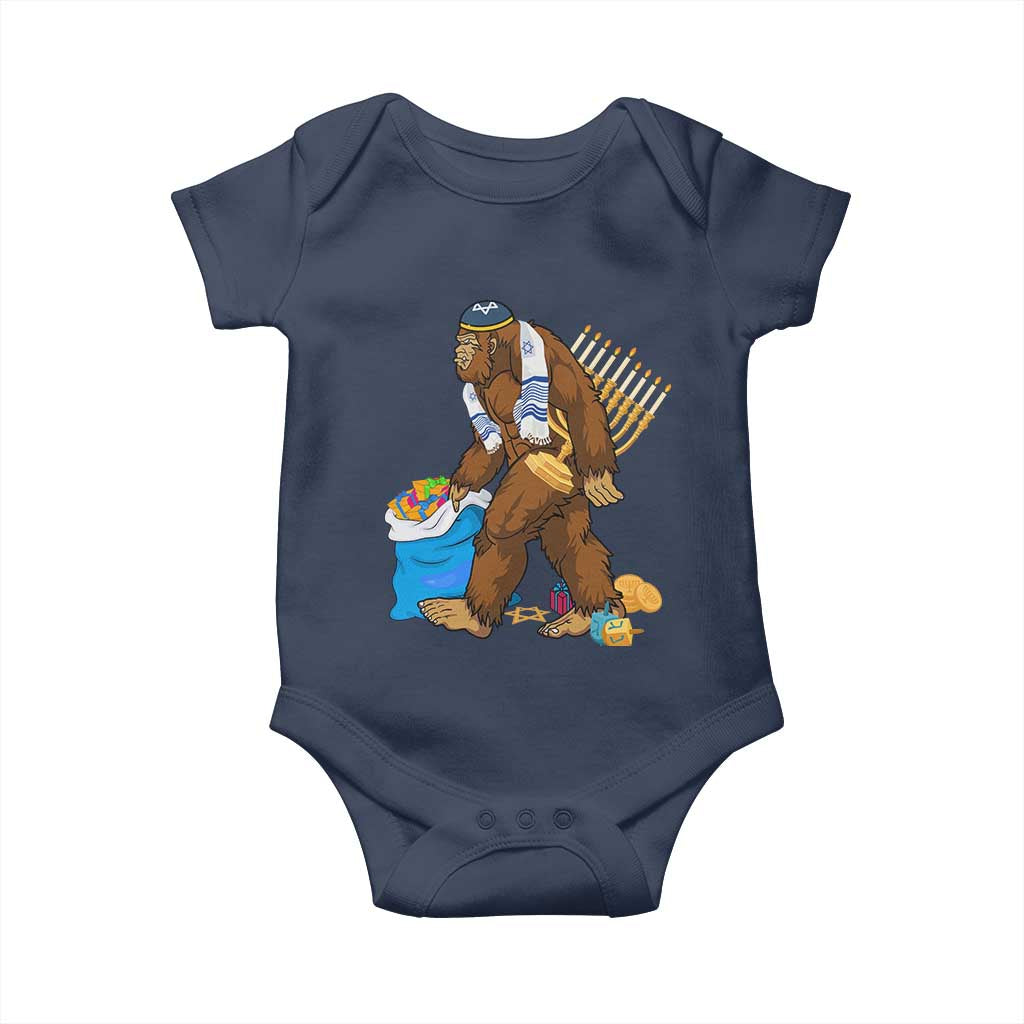 Funny Hanukkah Bigfoot Menorah David Stars Baby Onesie