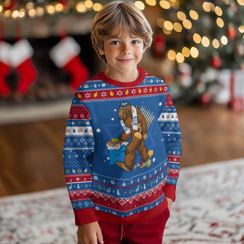 Funny Chanukah Bigfoot Menorah David Stars Hanukkah Ugly Sweater - Wonder Print Shop