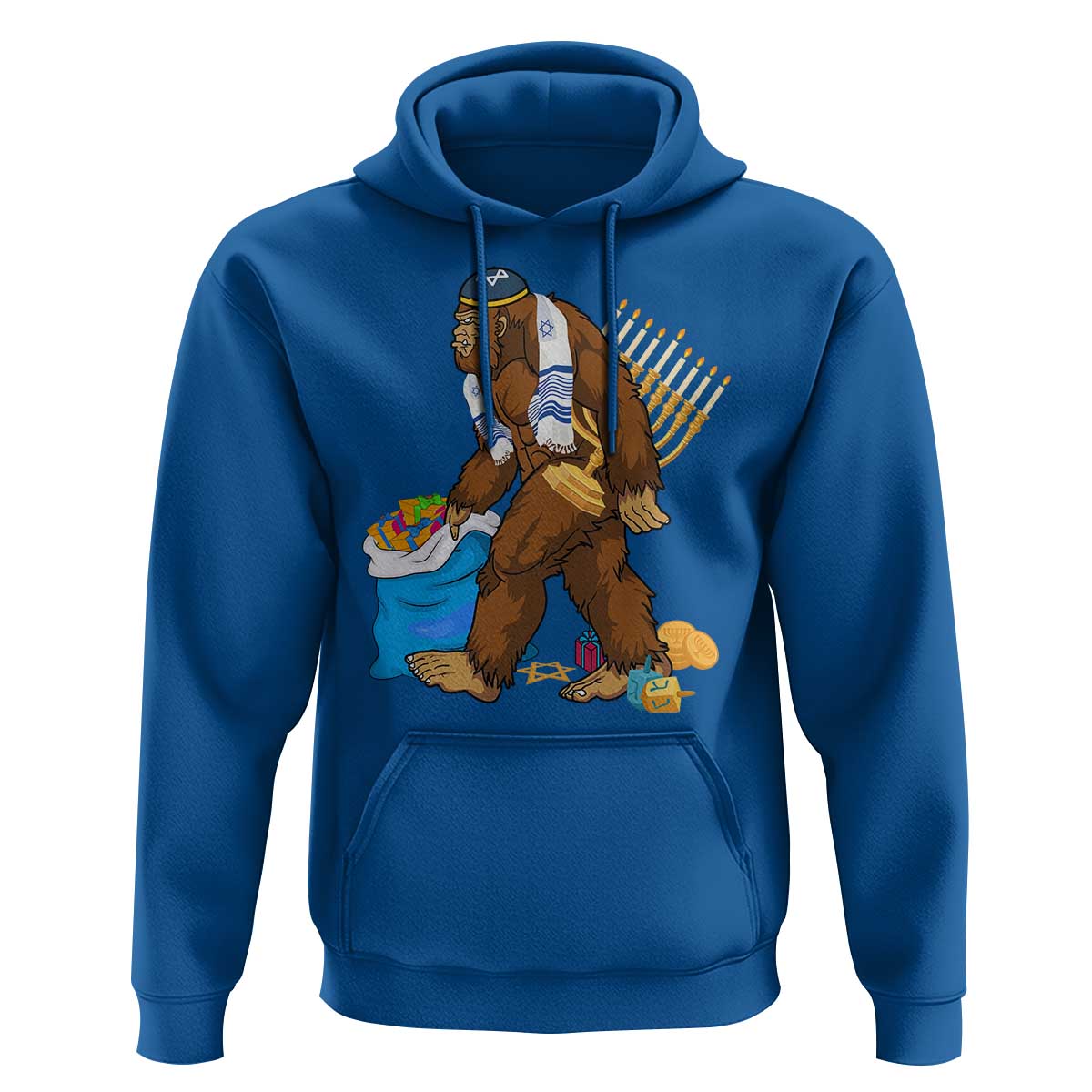 Funny Hanukkah Bigfoot Menorah David Stars Hoodie