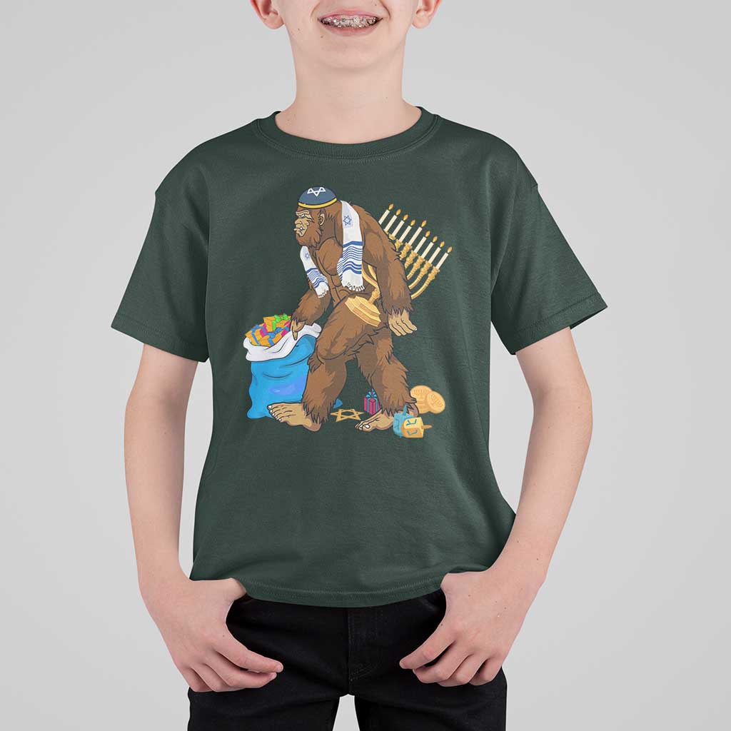 Funny Hanukkah Bigfoot Menorah David Stars T Shirt For Kid - Wonder Print Shop