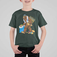 Funny Hanukkah Bigfoot Menorah David Stars T Shirt For Kid - Wonder Print Shop