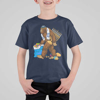 Funny Hanukkah Bigfoot Menorah David Stars T Shirt For Kid - Wonder Print Shop