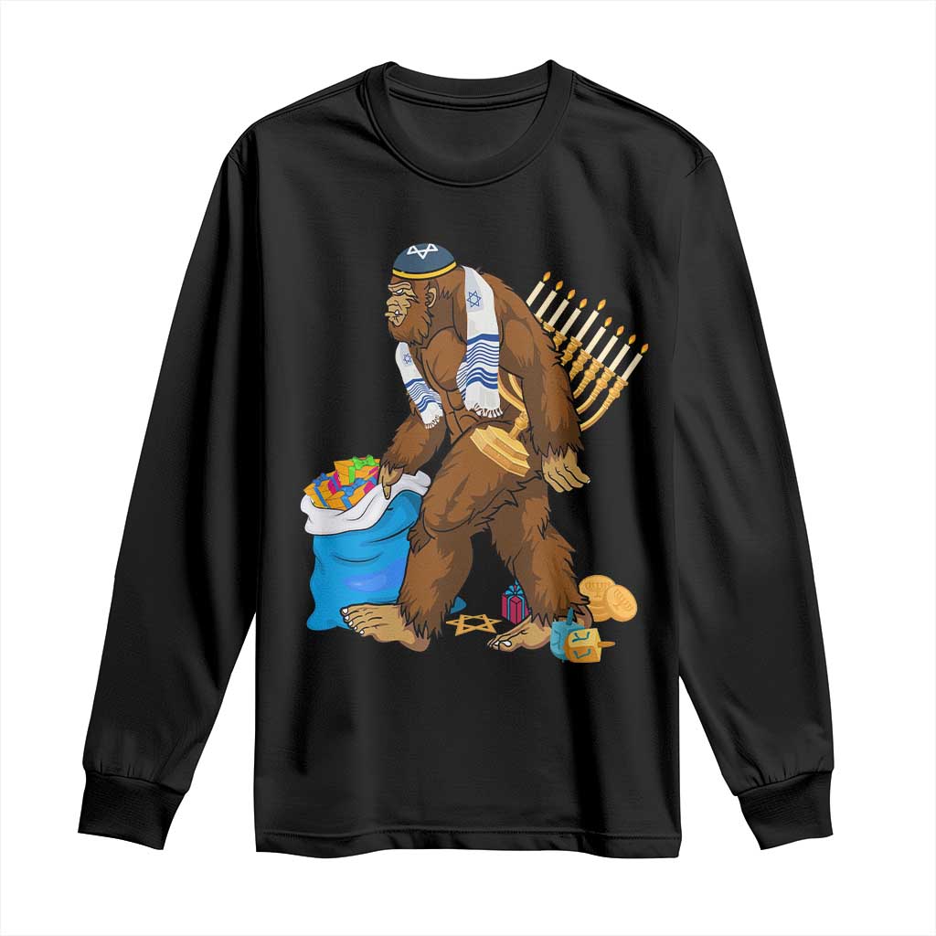 Funny Hanukkah Bigfoot Menorah David Stars Long Sleeve Shirt