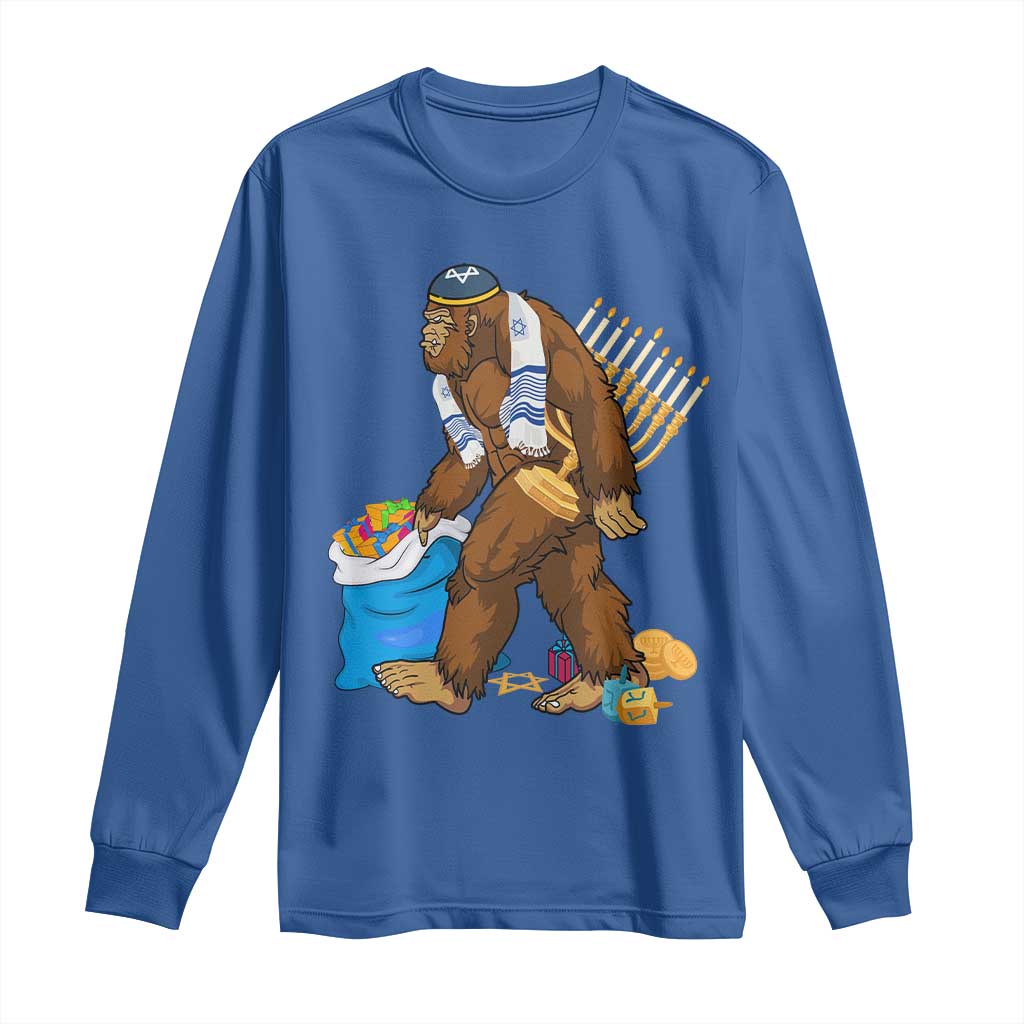 Funny Hanukkah Bigfoot Menorah David Stars Long Sleeve Shirt