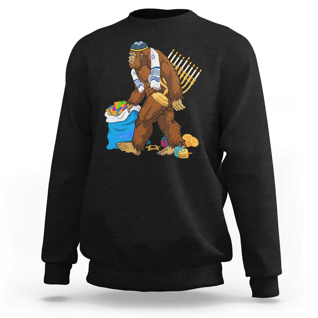 Funny Hanukkah Bigfoot Menorah David Stars Sweatshirt - Wonder Print Shop