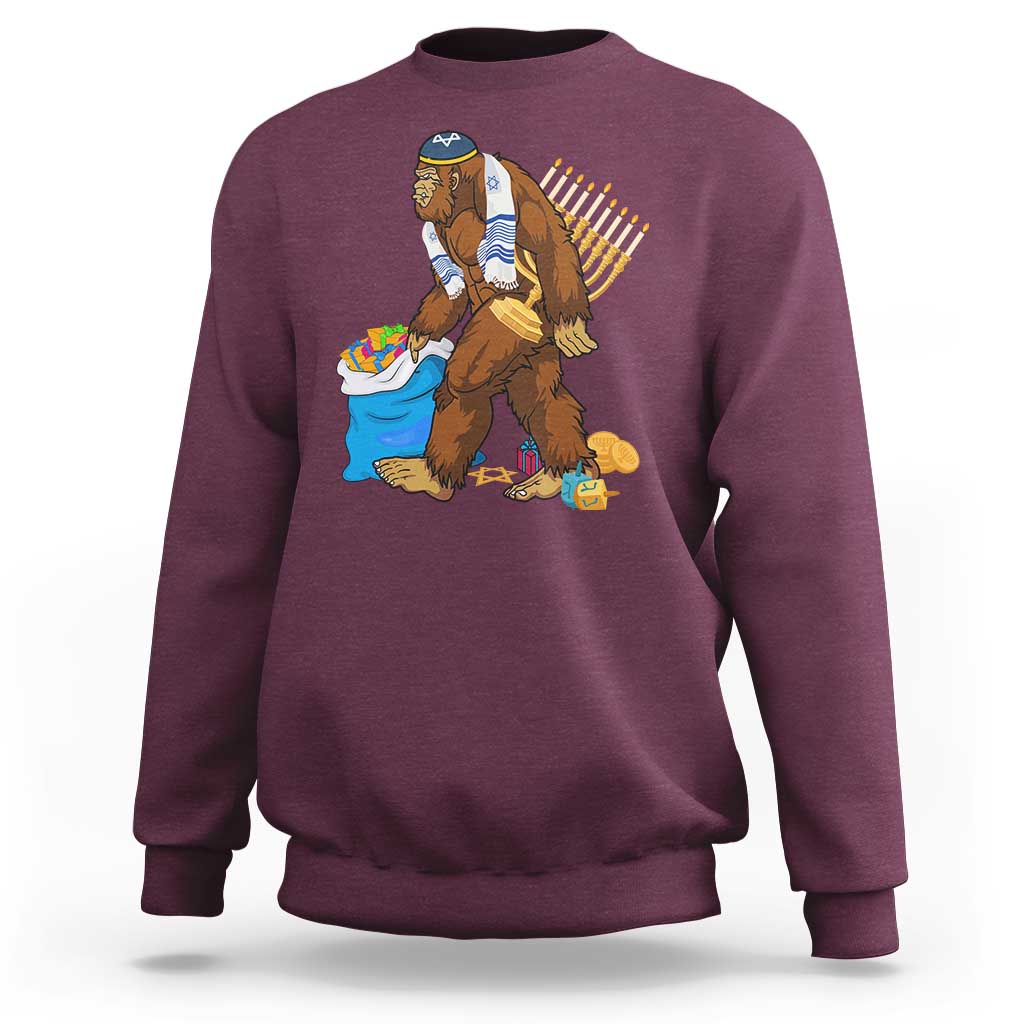 Funny Hanukkah Bigfoot Menorah David Stars Sweatshirt - Wonder Print Shop