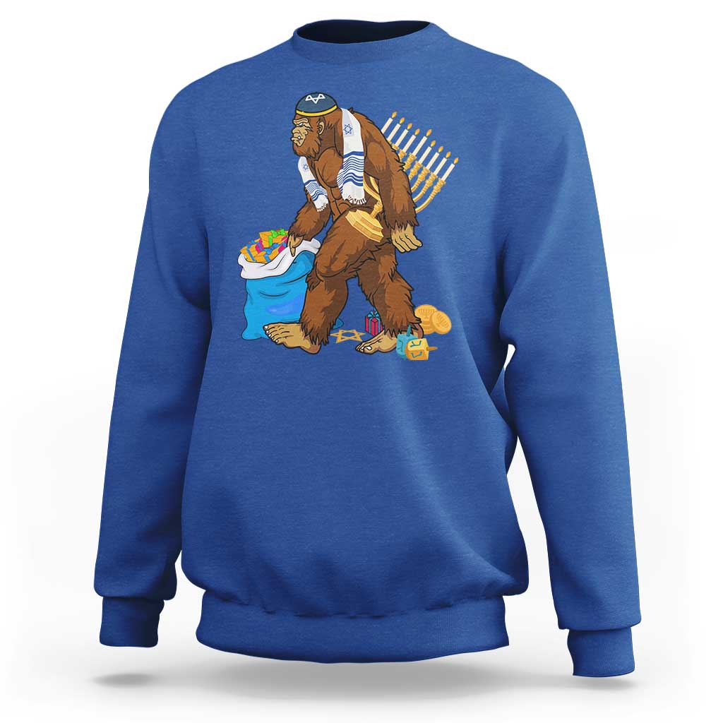 Funny Hanukkah Bigfoot Menorah David Stars Sweatshirt - Wonder Print Shop