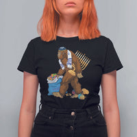 Funny Hanukkah Bigfoot Menorah David Stars T Shirt For Women - Wonder Print Shop