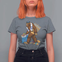 Funny Hanukkah Bigfoot Menorah David Stars T Shirt For Women - Wonder Print Shop
