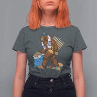 Funny Hanukkah Bigfoot Menorah David Stars T Shirt For Women - Wonder Print Shop