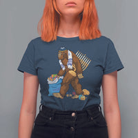 Funny Hanukkah Bigfoot Menorah David Stars T Shirt For Women - Wonder Print Shop