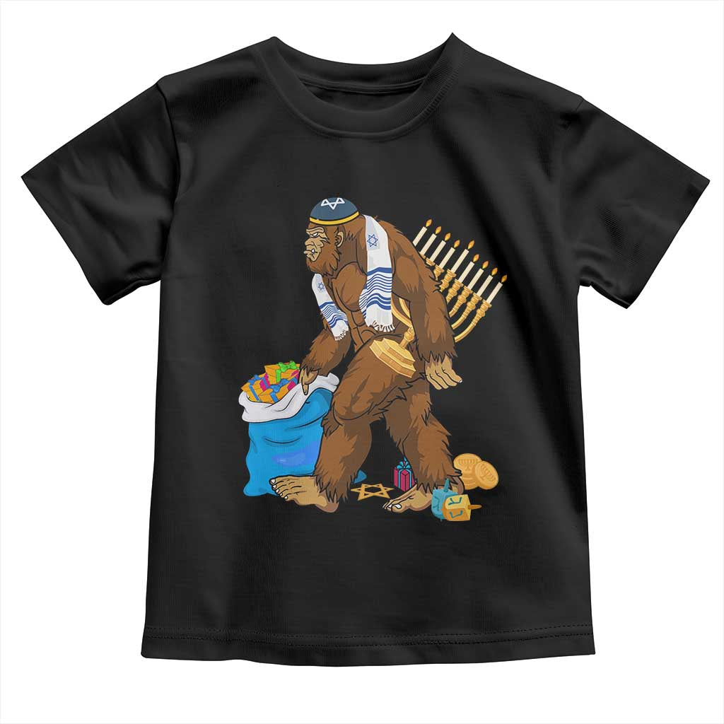 Funny Hanukkah Bigfoot Menorah David Stars Toddler T Shirt