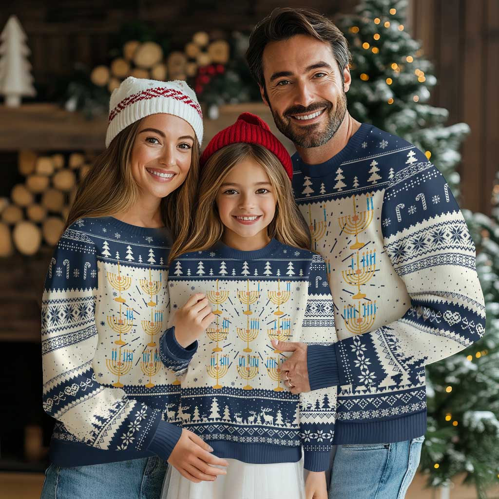 Funny Hanukkah Menorah Chanukah Jewish Holiday Ugly Christmas Sweater - Wonder Print Shop
