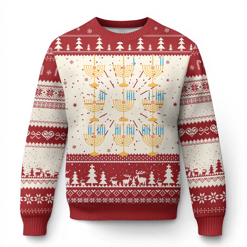 Funny Hanukkah Menorah Chanukah Jewish Holiday Ugly Christmas Sweater - Wonder Print Shop