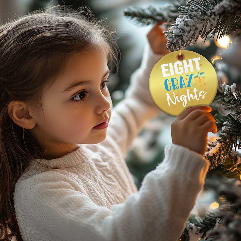 Funny Hanukkah Eight Crazy Nights Christmas Ornament Menorah David Stars - Wonder Print Shop