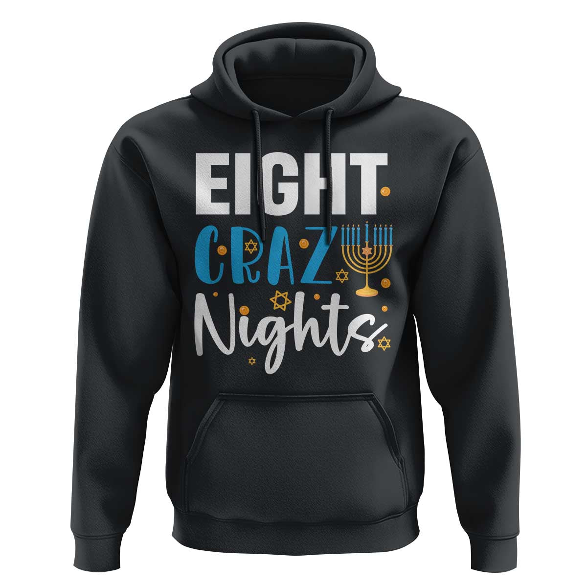 Funny Hanukkah Eight Crazy Nights Hoodie Menorah David Stars