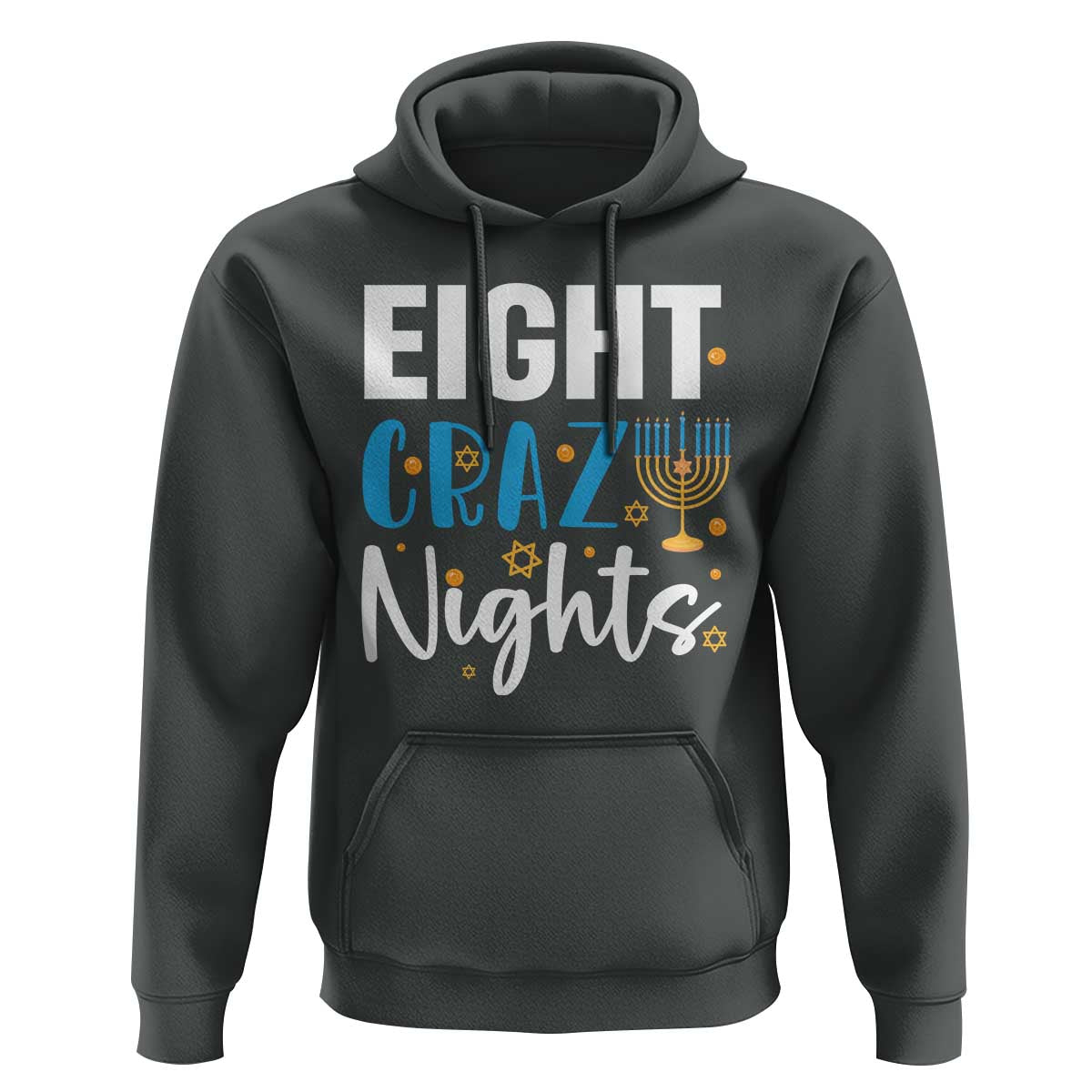 Funny Hanukkah Eight Crazy Nights Hoodie Menorah David Stars