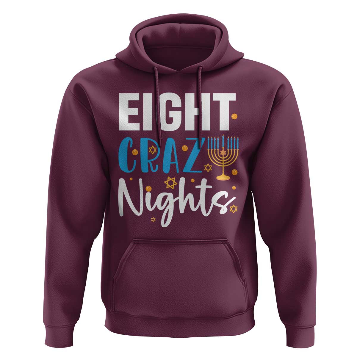 Funny Hanukkah Eight Crazy Nights Hoodie Menorah David Stars