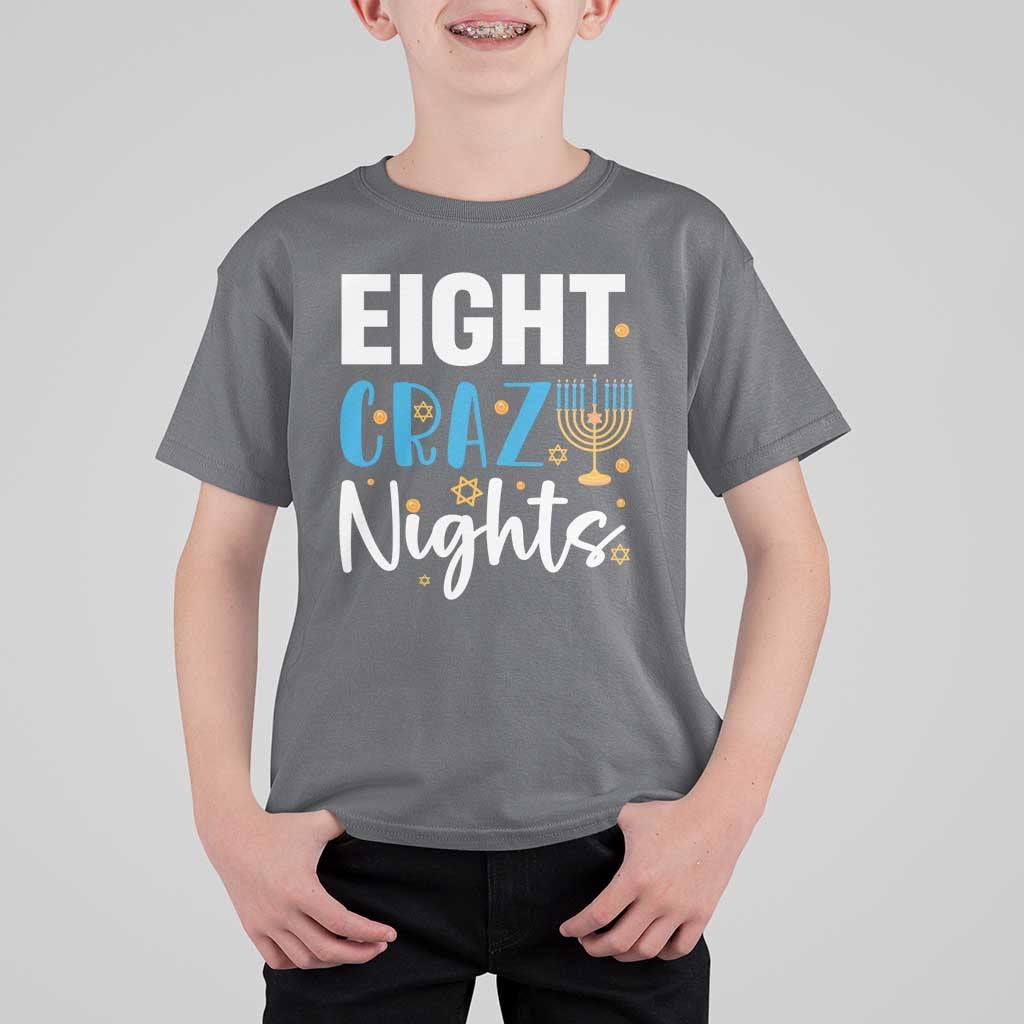 Funny Hanukkah Eight Crazy Nights T Shirt For Kid Menorah David Stars - Wonder Print Shop